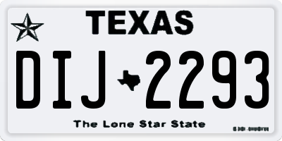 TX license plate DIJ2293