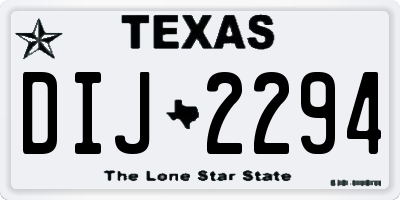TX license plate DIJ2294