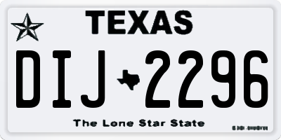 TX license plate DIJ2296
