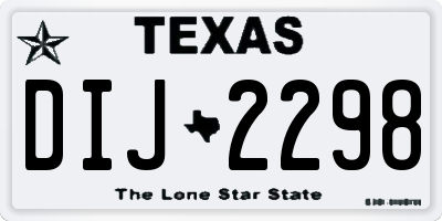 TX license plate DIJ2298