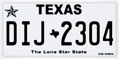TX license plate DIJ2304