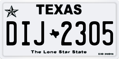 TX license plate DIJ2305