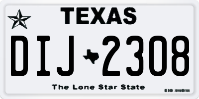 TX license plate DIJ2308