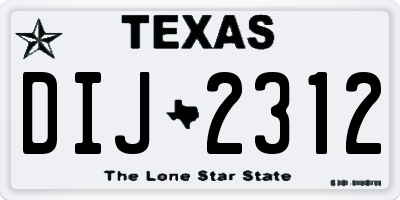 TX license plate DIJ2312