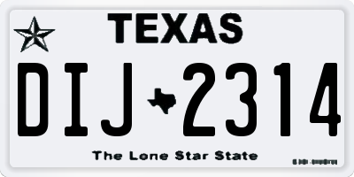 TX license plate DIJ2314