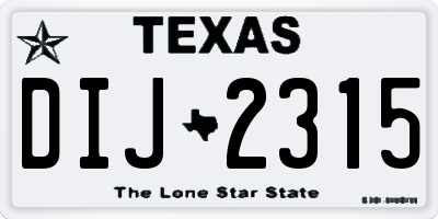 TX license plate DIJ2315