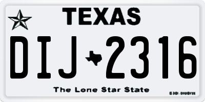 TX license plate DIJ2316
