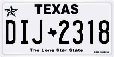 TX license plate DIJ2318