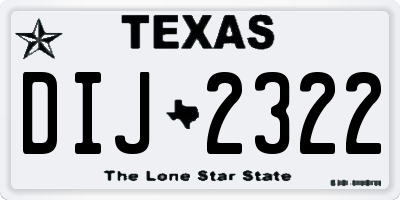TX license plate DIJ2322