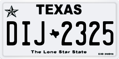 TX license plate DIJ2325