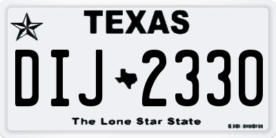 TX license plate DIJ2330