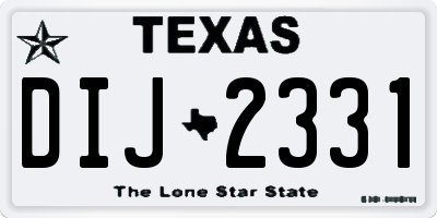 TX license plate DIJ2331