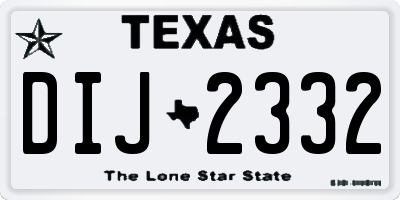 TX license plate DIJ2332