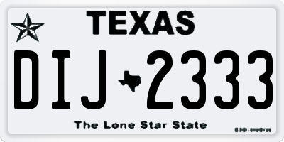 TX license plate DIJ2333