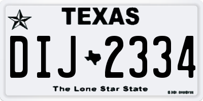 TX license plate DIJ2334