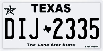TX license plate DIJ2335