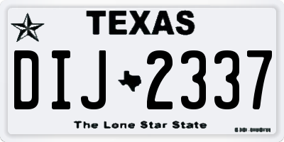 TX license plate DIJ2337
