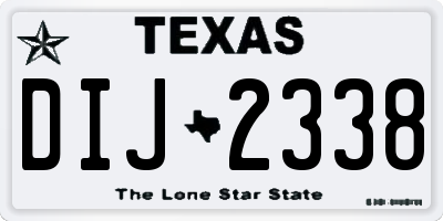TX license plate DIJ2338