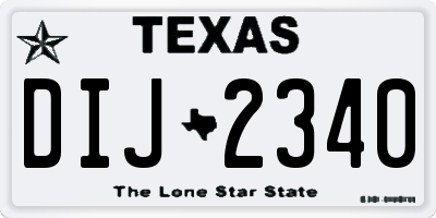 TX license plate DIJ2340