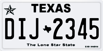 TX license plate DIJ2345