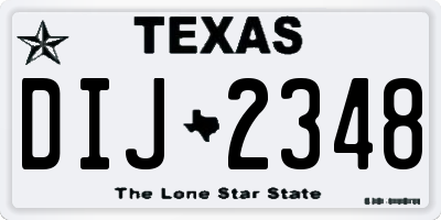 TX license plate DIJ2348