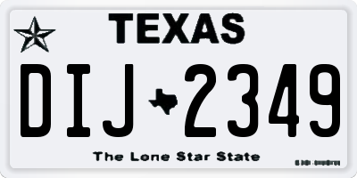 TX license plate DIJ2349