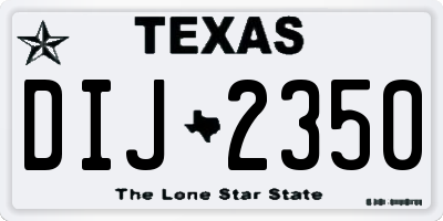 TX license plate DIJ2350