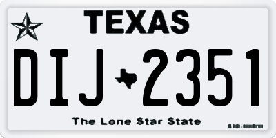TX license plate DIJ2351