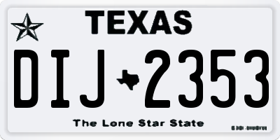 TX license plate DIJ2353