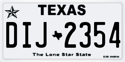 TX license plate DIJ2354