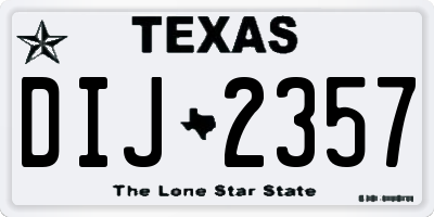 TX license plate DIJ2357