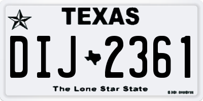 TX license plate DIJ2361
