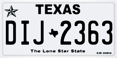 TX license plate DIJ2363