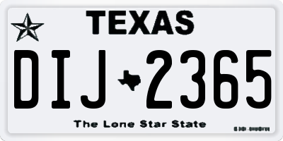 TX license plate DIJ2365