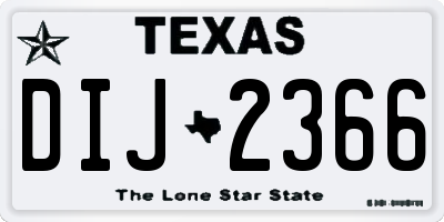 TX license plate DIJ2366