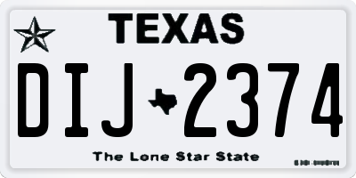 TX license plate DIJ2374