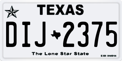 TX license plate DIJ2375