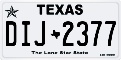 TX license plate DIJ2377