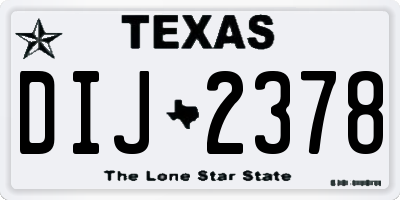 TX license plate DIJ2378
