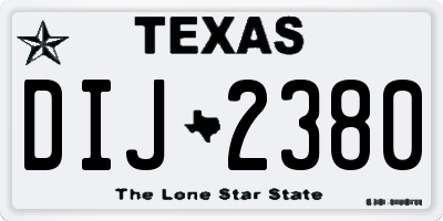 TX license plate DIJ2380