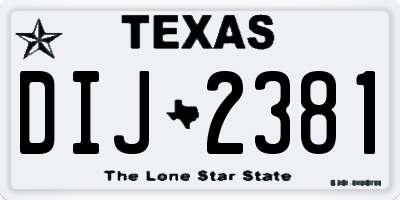 TX license plate DIJ2381