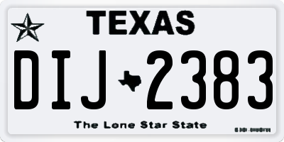 TX license plate DIJ2383