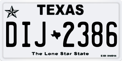 TX license plate DIJ2386