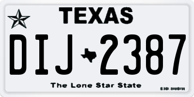 TX license plate DIJ2387