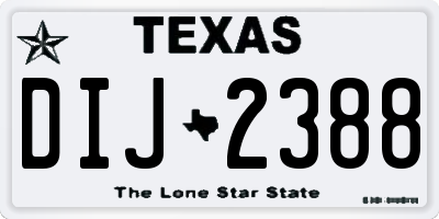 TX license plate DIJ2388