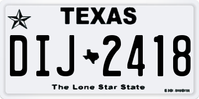 TX license plate DIJ2418
