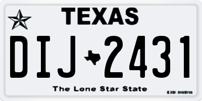 TX license plate DIJ2431