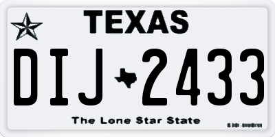 TX license plate DIJ2433