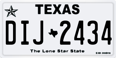 TX license plate DIJ2434