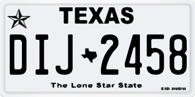 TX license plate DIJ2458